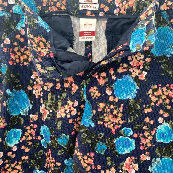 MERONA STRETCH FLORAL PRINT PANTS WOMENS 14 - Picture 2 of 7